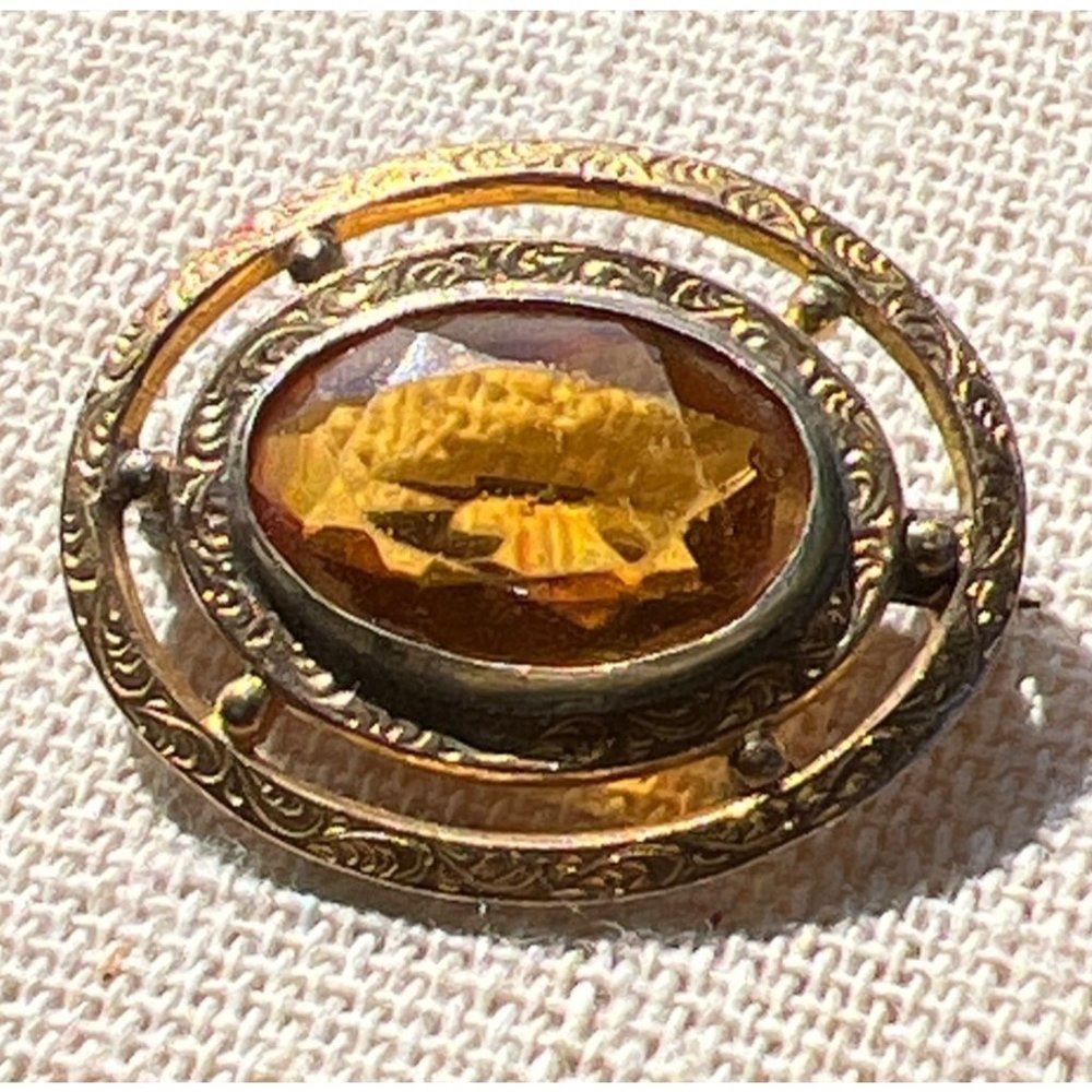 Mid-Century C-Clasp Topaz Brooch